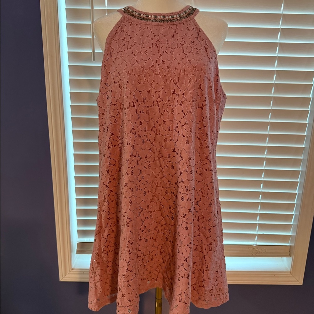 Candie's Pink Lace Halter Mini Dress